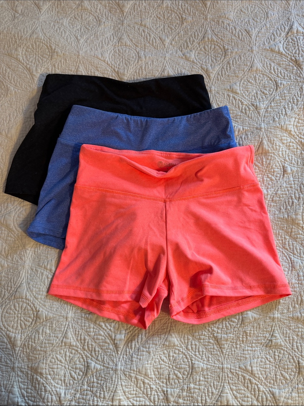Balance Collection Coral, Blue & Black Athletic Shorts Set